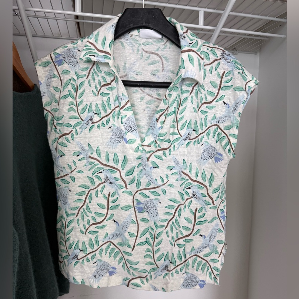 Cynthia Rowley Polo Style Linen Top XS